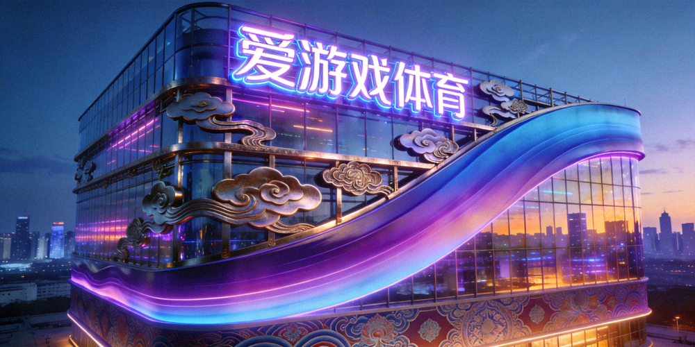 爱游戏体育公司总部大楼外观 - 现代科技感建筑与赛博国潮元素融合
