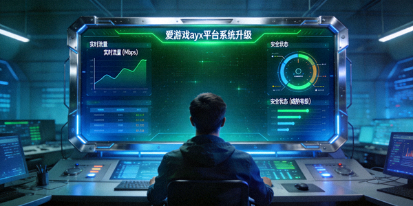 技术人员监控爱游戏ayx平台系统升级数据大屏 - 实时流量与安全状态图表