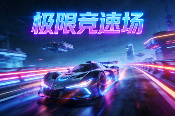 新增游戏《极限竞速场》宣传图 - 未来风格赛车在炫光赛道上飞驰