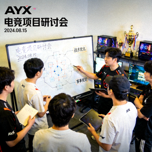 AYX平台团队进行电竞项目研讨会 - 团队成员在白板前讨论