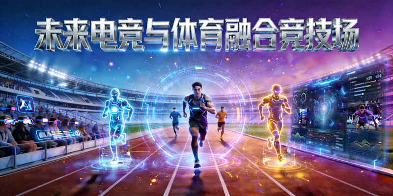 未来电竞与体育融合的概念图 - 虚拟与现实交织的竞技场