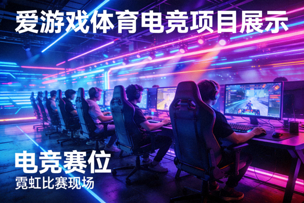 爱游戏体育电竞项目展示 - 电竞赛位与霓虹灯光的比赛现场