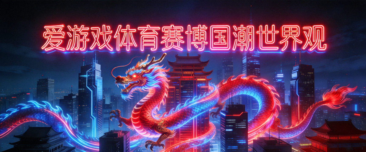 爱游戏体育赛博国潮世界观大横幅 - 未来都市中传统龙纹与霓虹光效交织